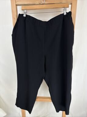 NWT Beau Jours by Chalet USA Black Crepe Cropped Pants #0927 Size XL